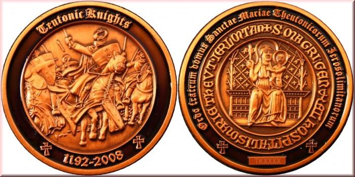1995 ¤ MEDALHA (GEOCOIN) dos Cavaleiros TEUTÔNICOS COBRE