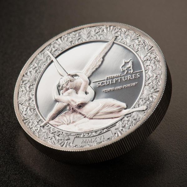 6375 Palau 10 dólares 2016 Prata 2oz Esculturas Eternas CUPIDO e PSIQUE Canova Apenas 999 Exemplares - Imagem 3
