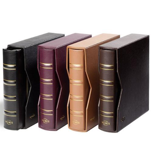 Álbum para moedas ou cédulas NUMIS Classic em couro legítimo com estojo protetor GRENÁ