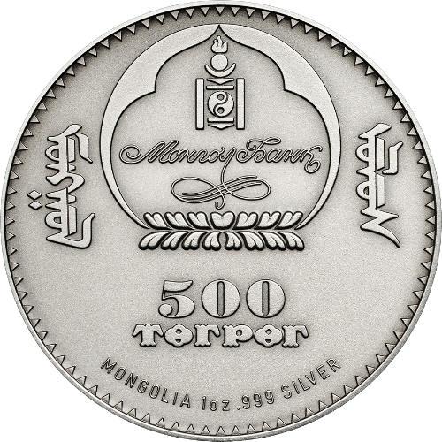 6265 Mongólia 500 Togrog 2014 Prata Antique Finish com Cristais SWAROVSKI Otocolobus Manul - Imagem 3