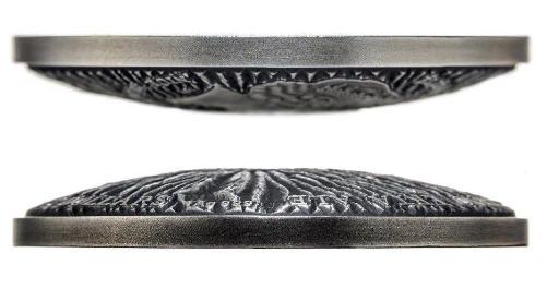 6355 Niue 2$ 2014 Prata 2 oz Ø50mm Vulcão ERTA com autêntico pedaço de Lava : Apenas 688 no mundo!! - Imagem 2