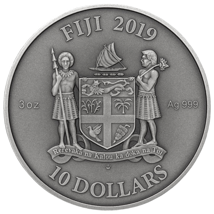 6497 Fiji 10 $ 2019 Prata 999 Ø50mm 93gr Antique Finish - MANDALA ART V - Arte Gótica 500 Exemplares - Imagem 4