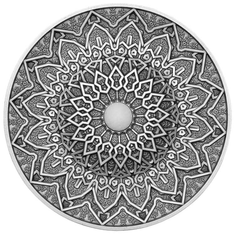 6505 Fiji 10 $ 2020 Prata 999 Ø50mm 93gr Antique Finish - MANDALA Persa ART Vl - 500 Exemplares