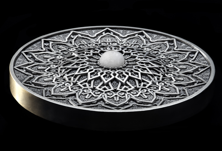 6505 Fiji 10 $ 2020 Prata 999 Ø50mm 93gr Antique Finish - MANDALA Persa ART Vl - 500 Exemplares - Imagem 3