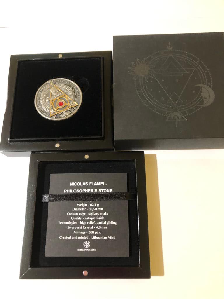 6509 # Niue 2 $ 2021 prata 999 Acabamento antique 62,2 gramas Ø 50,50 mm Nicolas Flamel - Apenas 500 moedas no mundo!! - Imagem 2