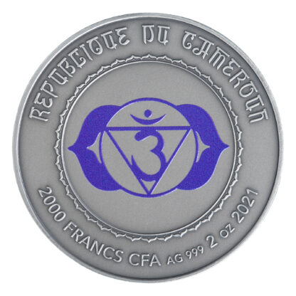 6520 # Camarões 2000 francos 2021 Prata 999 Ø50mm 2 OZ 62,2 g # Os 7 Chacras " AJNA" Rara só 100 exemplares no mundo - Imagem 2