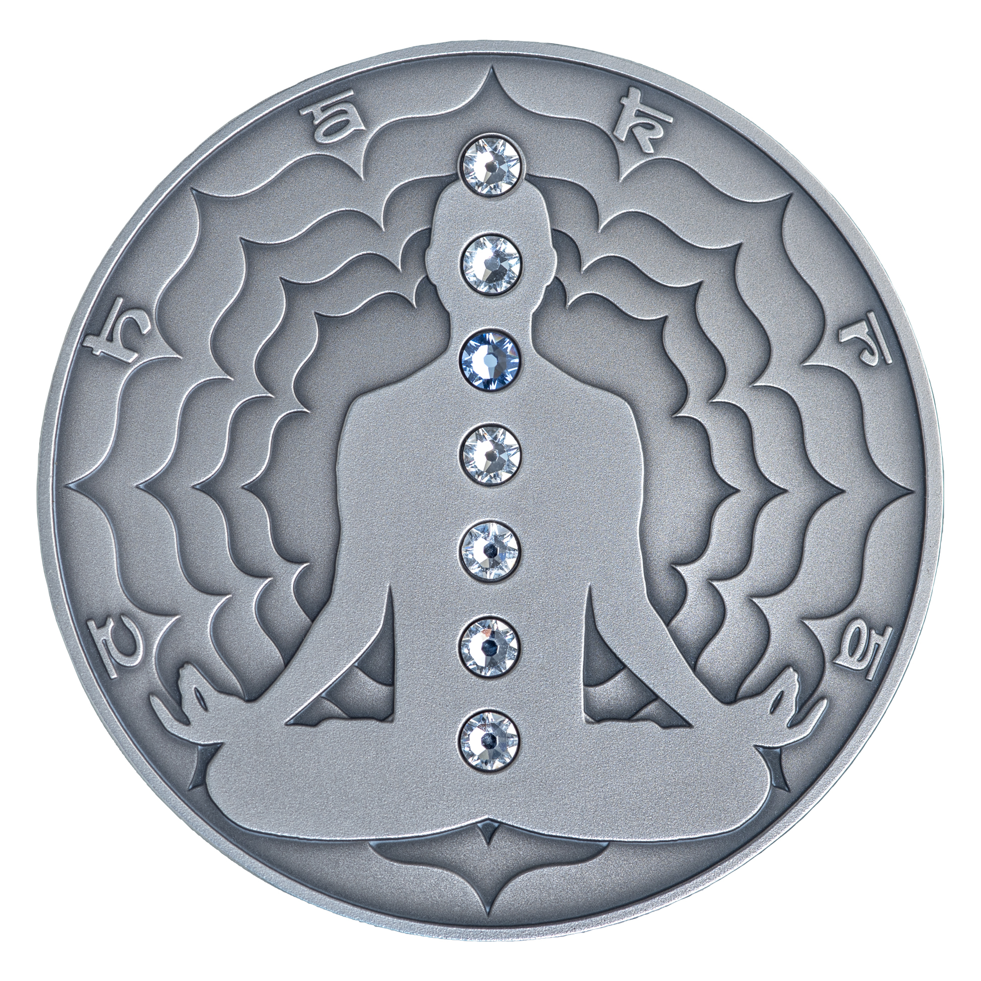 6521 # Camarões 2000 francos 2021 Prata 999 Ø50mm 2 OZ 62,2 g # Os 7 Chacras " VISHUDDHA" Rara só 100 exemplares no mundo