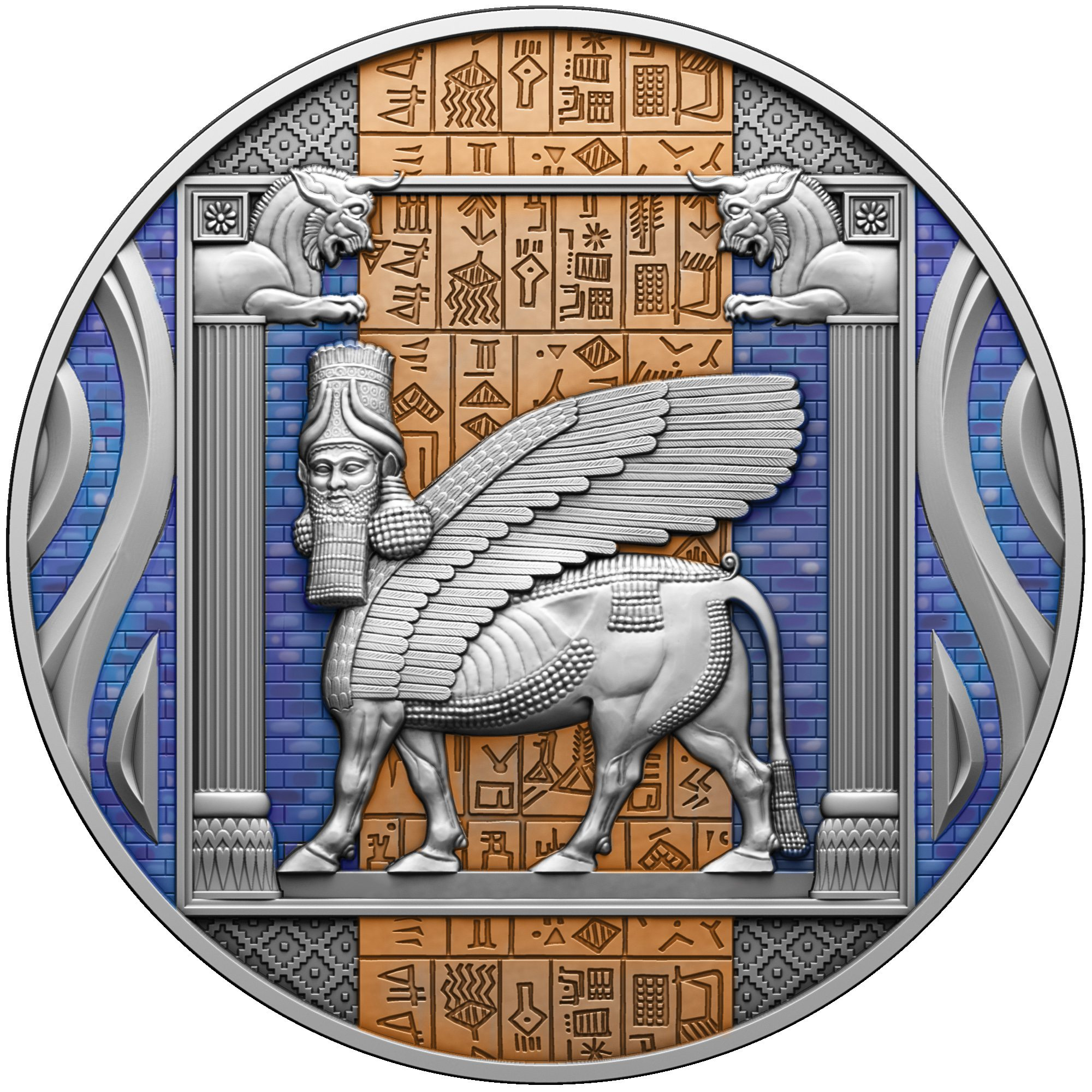 6527 # Camarões 2000 francos 2023 Prata 999 Ø50mm 2 OZ 62,2 g # Civilização SUMERIANA" Rara só 300 exemplares no mundo