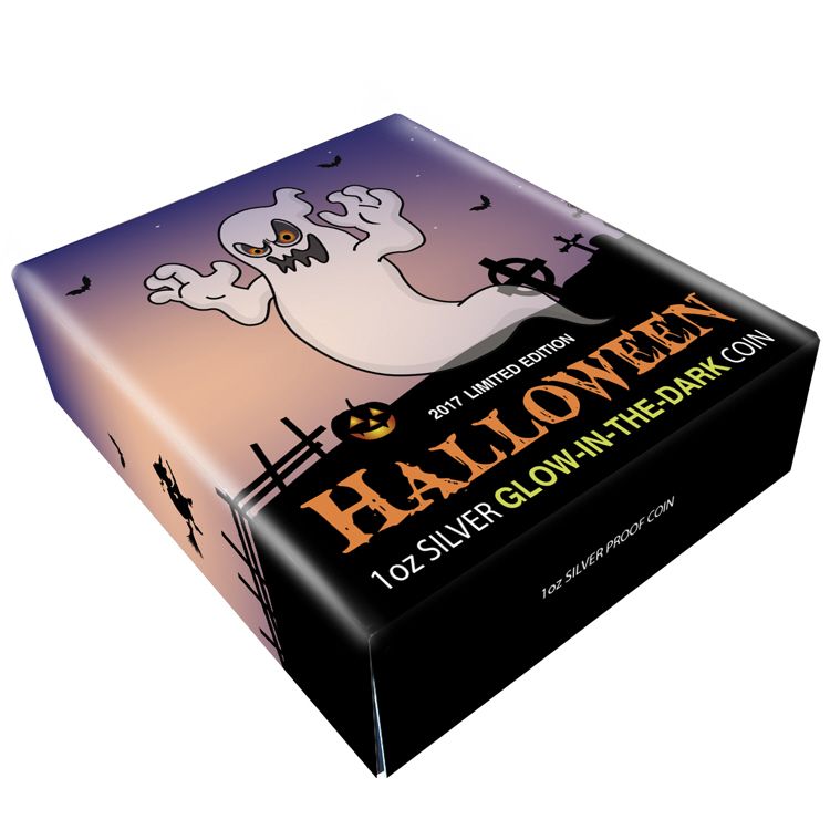 6494 Niue 2 $ 2017 Prata proof 1oz Série Halloween - O FANTASMA - Moeda que brilha no escuro! - Imagem 5