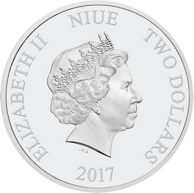 6494 Niue 2 $ 2017 Prata proof 1oz Série Halloween - O FANTASMA - Moeda que brilha no escuro! - Imagem 2