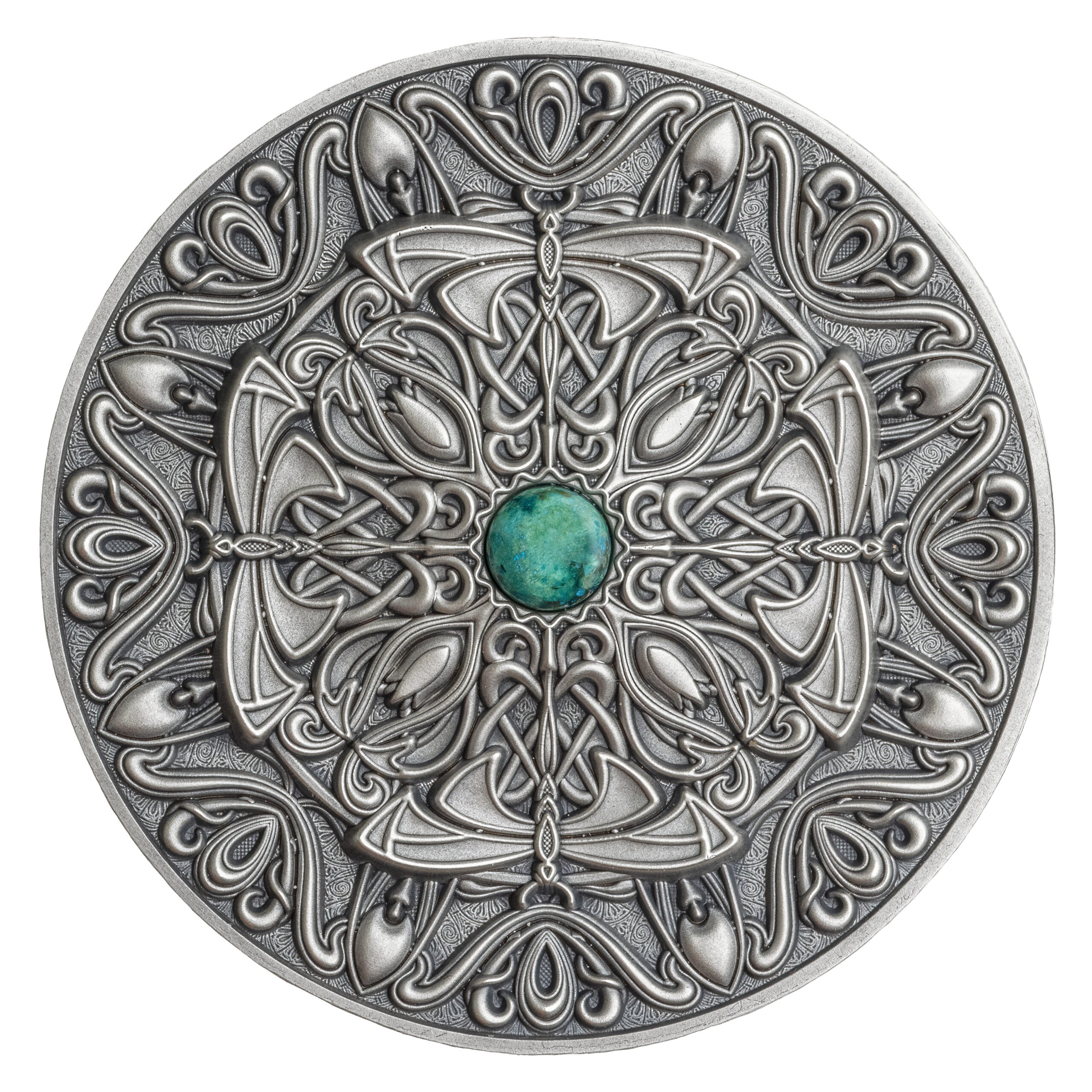 6516 Fiji 10 $ 2022 Prata 999 Ø50mm 93gr Antique Finish - MANDALA VllI " Art Nouveau" - 500 Exemplares