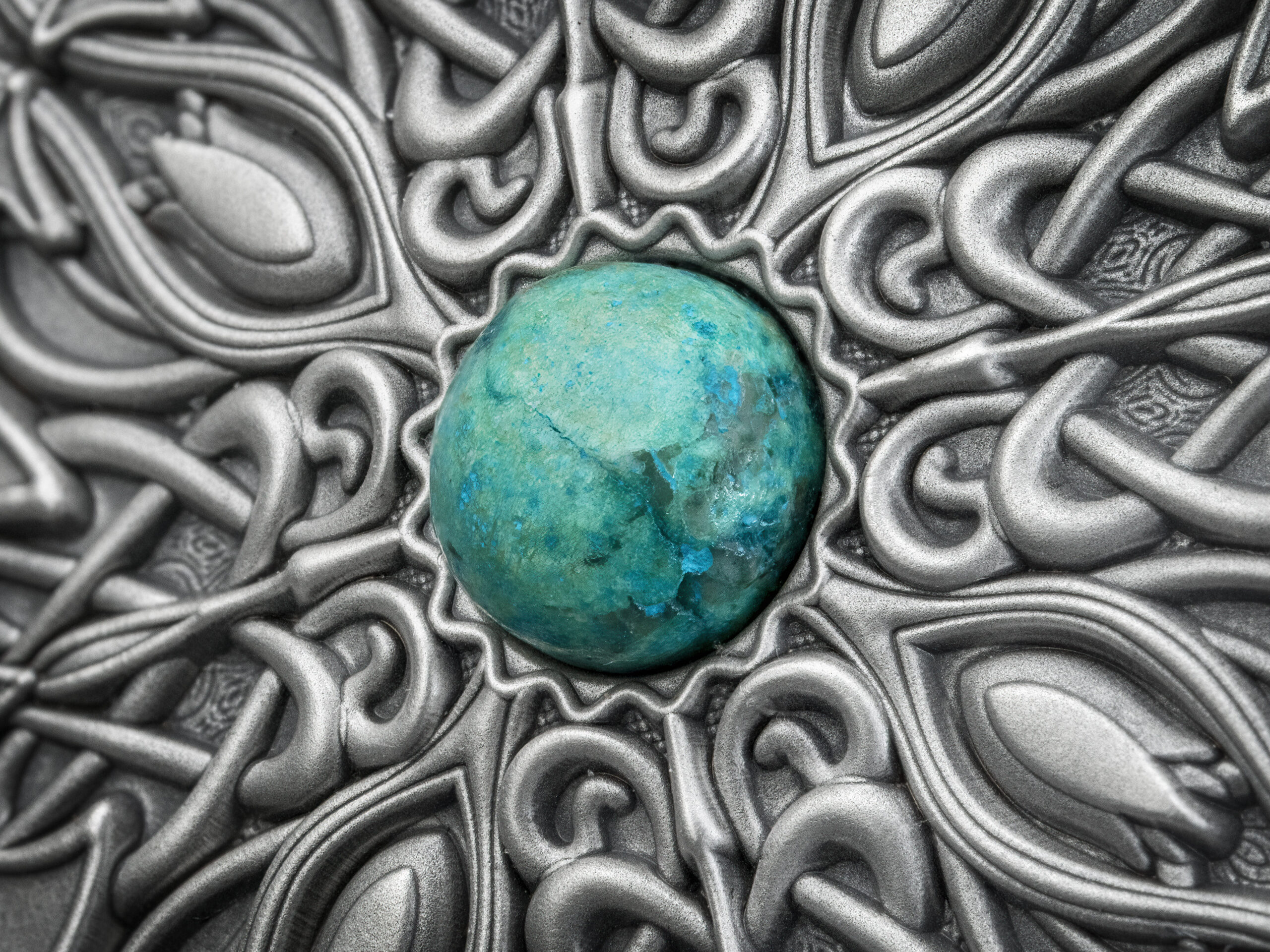 6516 Fiji 10 $ 2022 Prata 999 Ø50mm 93gr Antique Finish - MANDALA VllI " Art Nouveau" - 500 Exemplares - Imagem 2