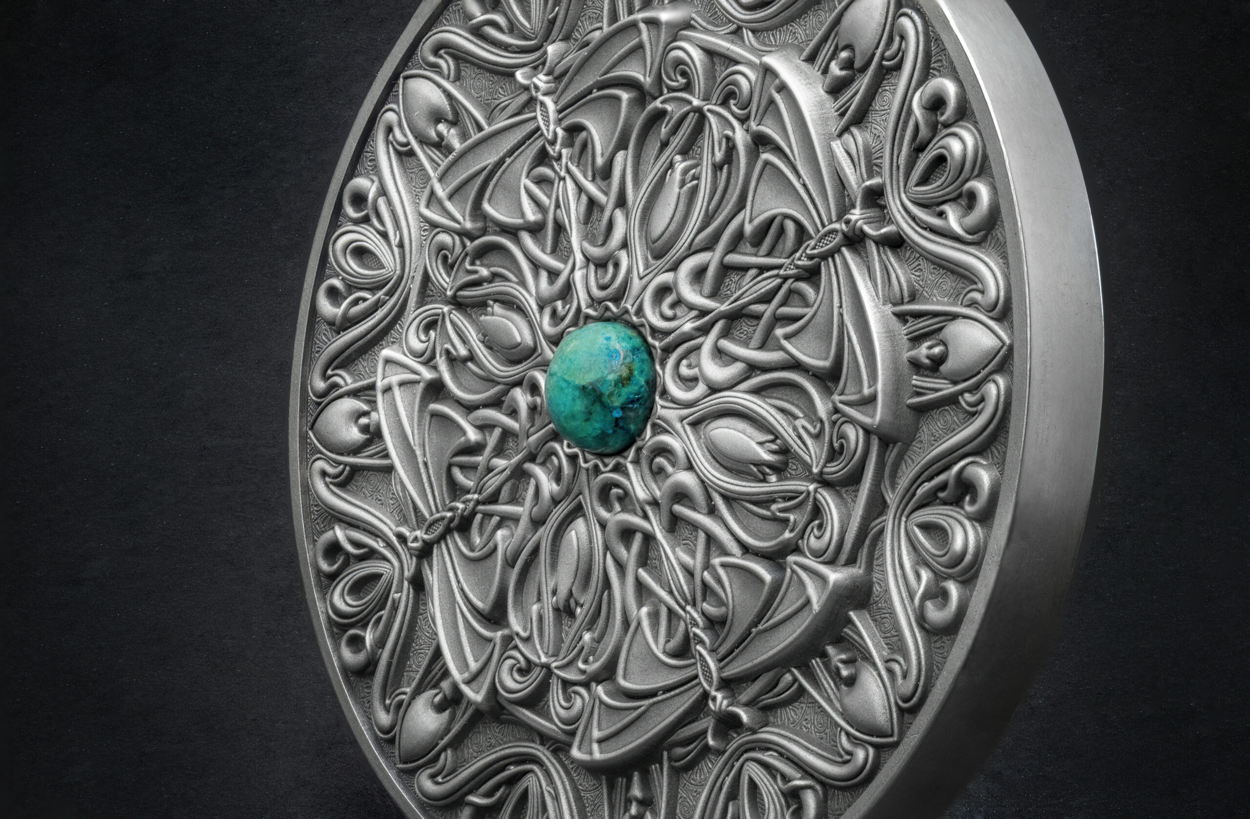 6516 Fiji 10 $ 2022 Prata 999 Ø50mm 93gr Antique Finish - MANDALA VllI " Art Nouveau" - 500 Exemplares - Imagem 5
