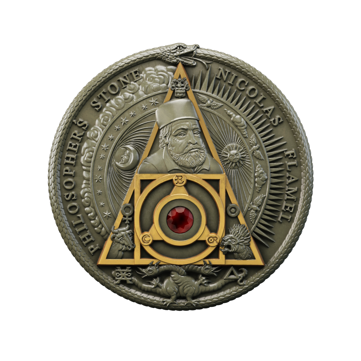 6509 # Niue 2 $ 2021 prata 999 Acabamento antique 62,2 gramas Ø 50,50 mm Nicolas Flamel - Apenas 500 moedas no mundo!!