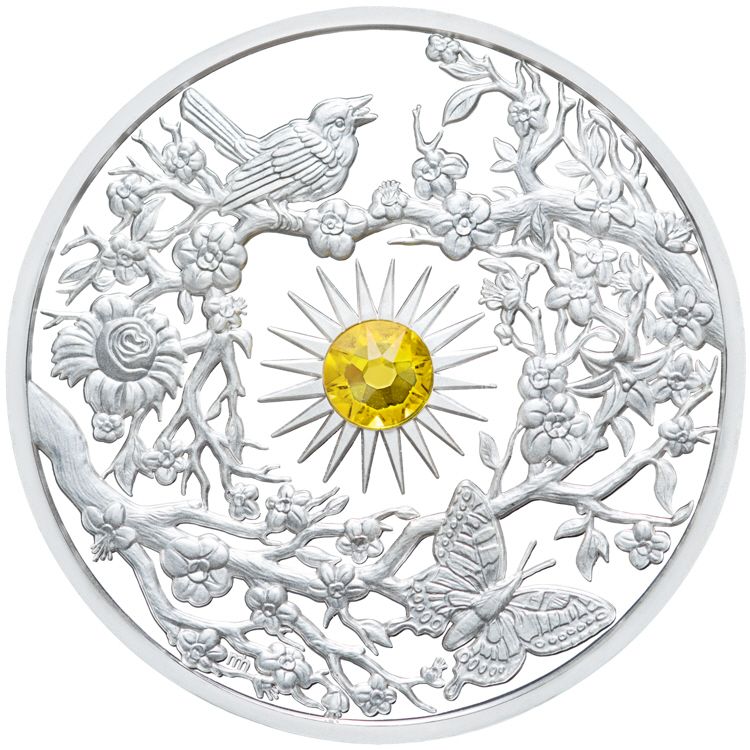 6436 Niue 5 $ 2017 Prata Proof Ø50mm 62gr Série quatro estações "PRIMAVERA"